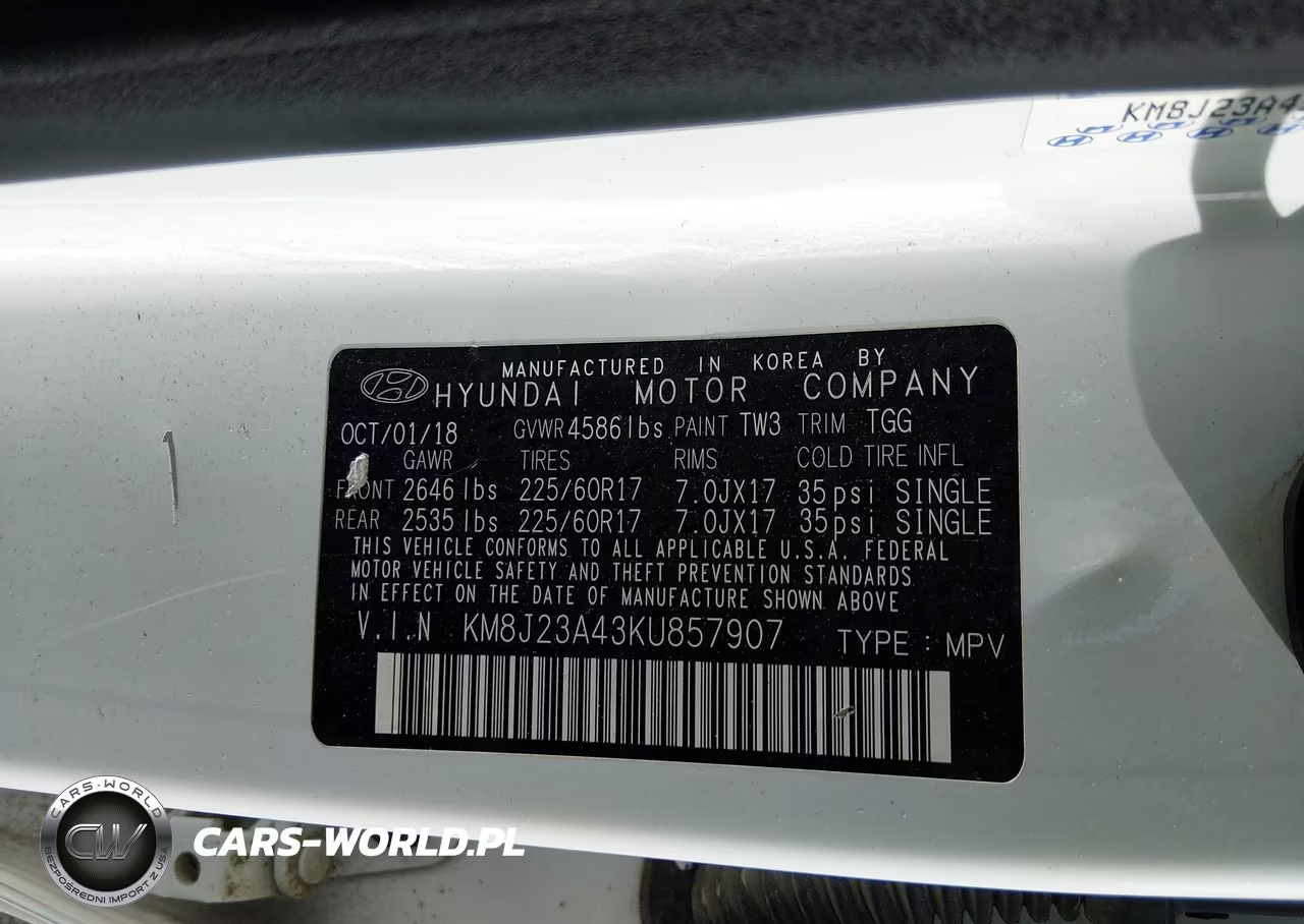 2019 Hyundai Tucson Se VIN:KM8J23A43KU857907 - 9