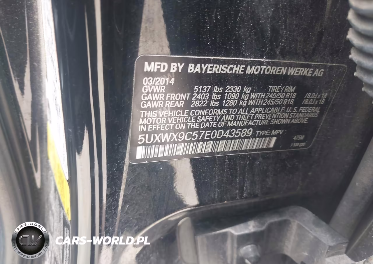 2014 BMW X3 xDrive28I VIN:5UXWX9C57E0D43589 - 9