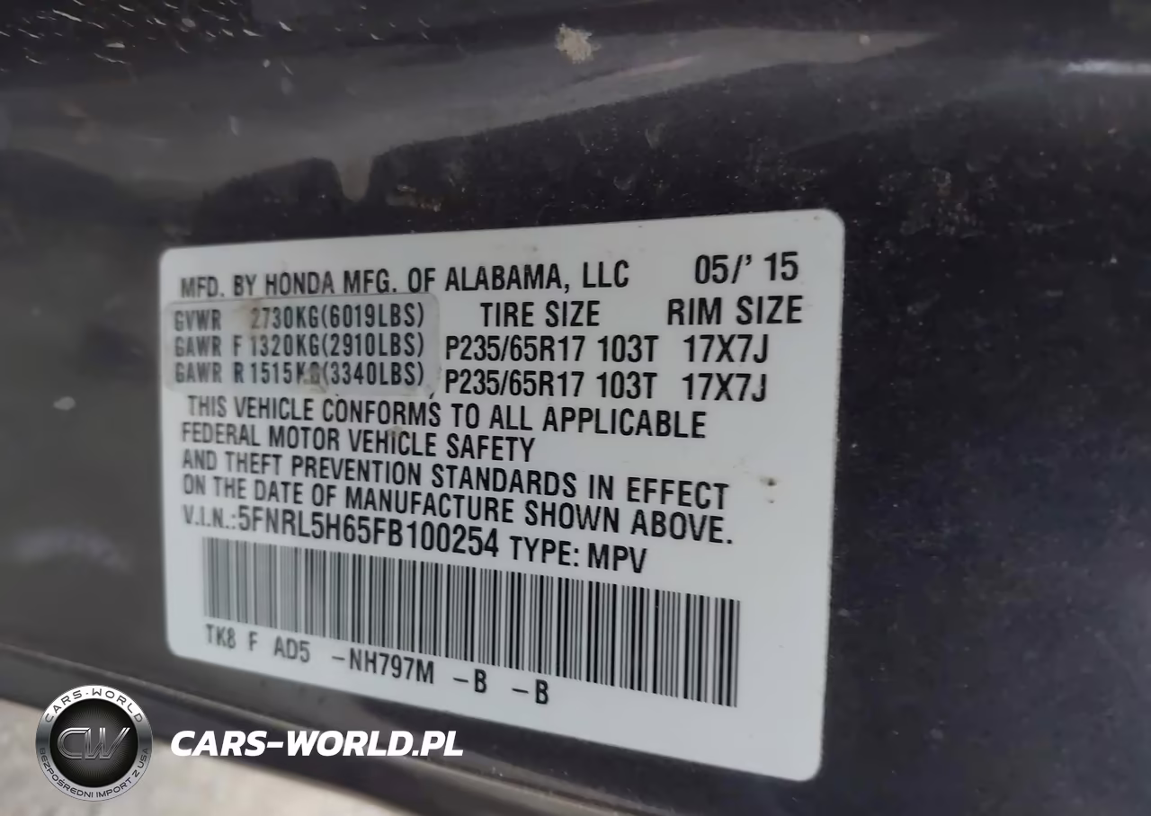 2015 Honda Odyssey Ex-L VIN:5FNRL5H65FB100254 - 9