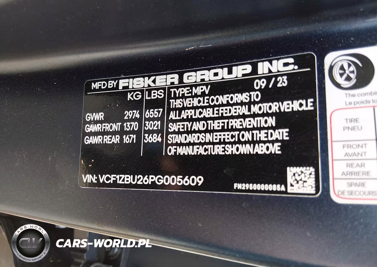 2023 Fisker Ocean One VIN:VCF1ZBU26PG005609 - 9