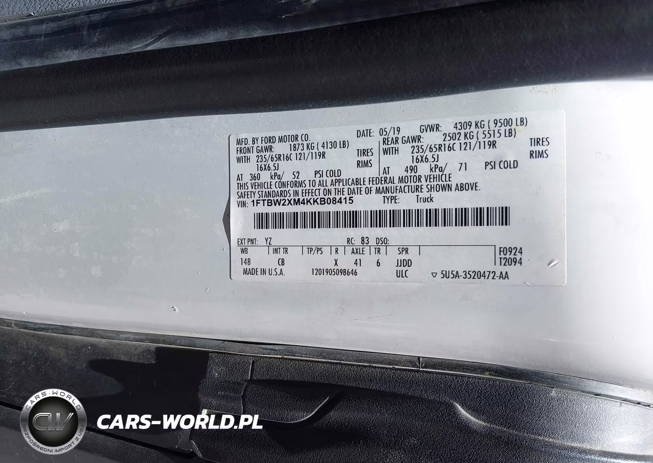 2019 Ford Transit-350 VIN:1FTBW2XM4KKB08415 - 9