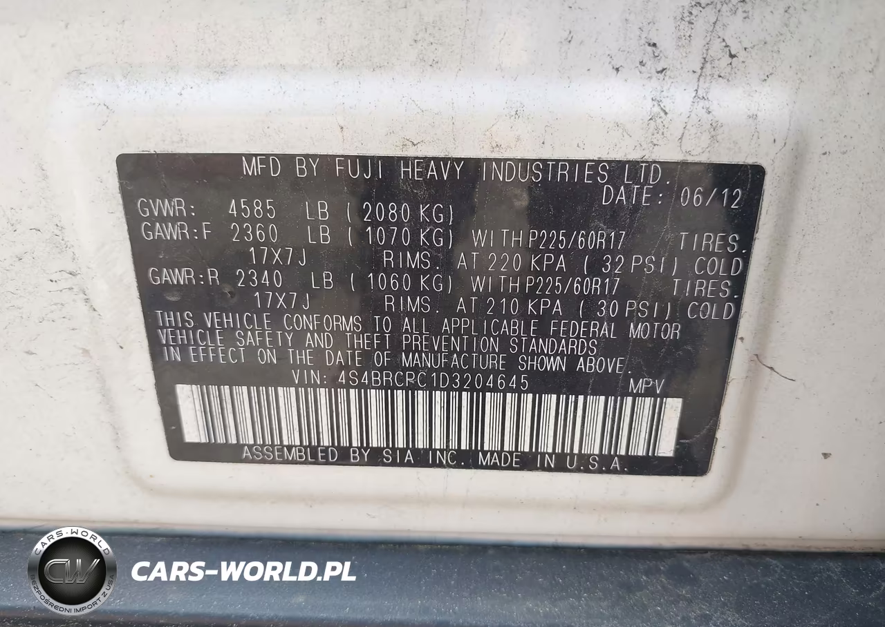 2013 Subaru Outback 2.5I Limited VIN:4S4BRCPC1D3204645 - 9