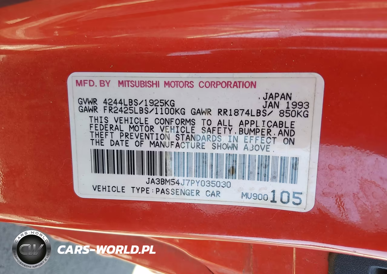 1993 Mitsubishi 3000 Gt VIN:JA3BM54J7PY035030 - 9