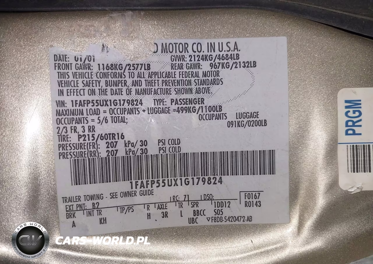 2001 Ford Taurus Ses VIN:1FAFP55UX1G179824 - 9
