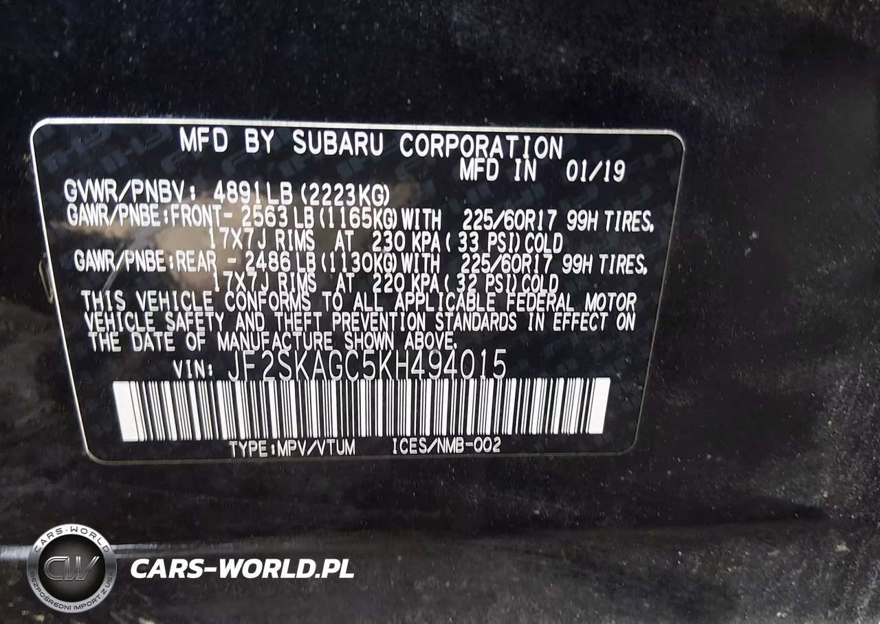 2019 Subaru Forester Premium VIN:JF2SKAGC5KH494015 - 9