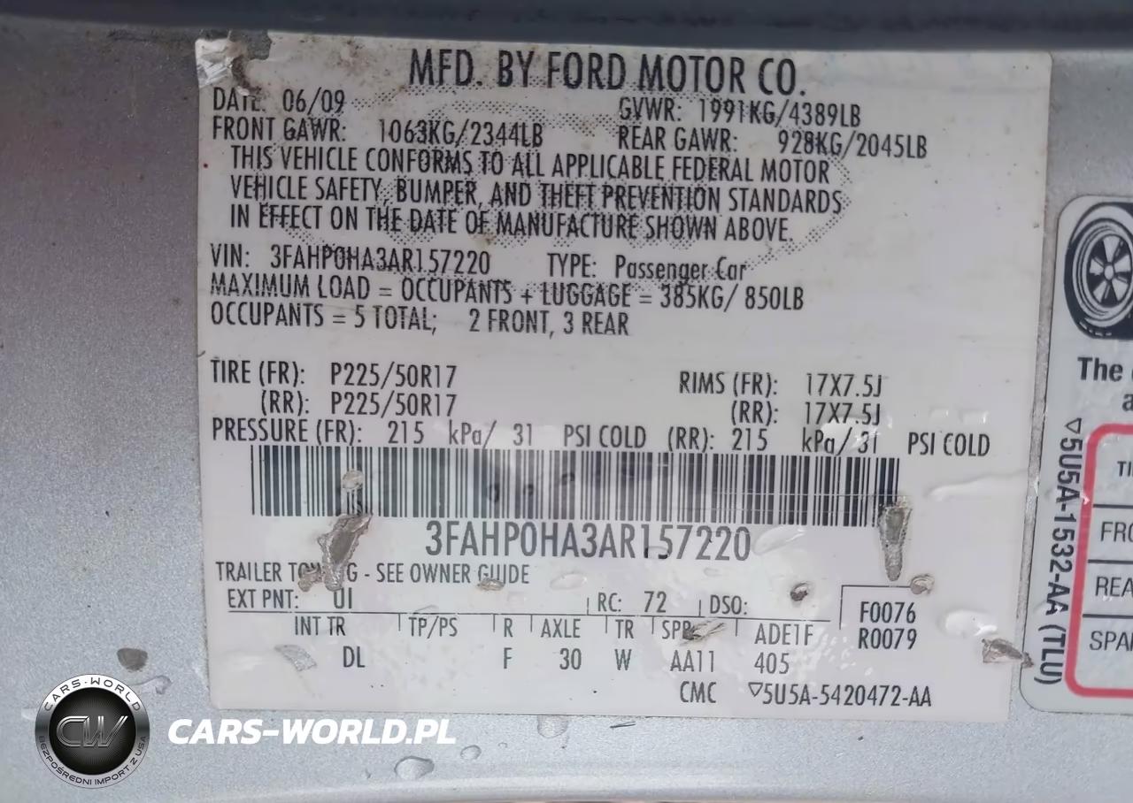2010 Ford Fusion Se VIN:3FAHP0HA3AR157220 - 9