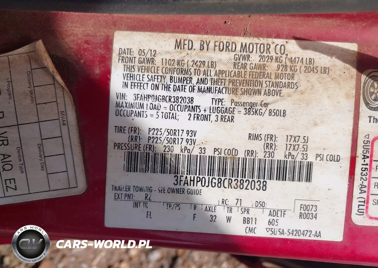 2012 Ford Fusion Sel VIN:3FAHP0JG8CR382038 - 9