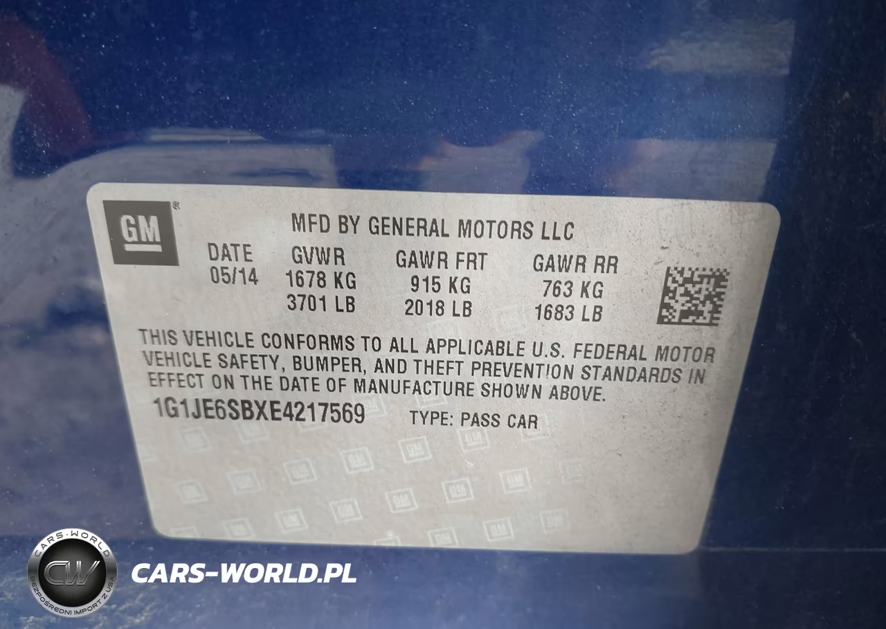 2014 Chevrolet Sonic Ltz Auto VIN:1G1JE6SBXE4217569 - 9
