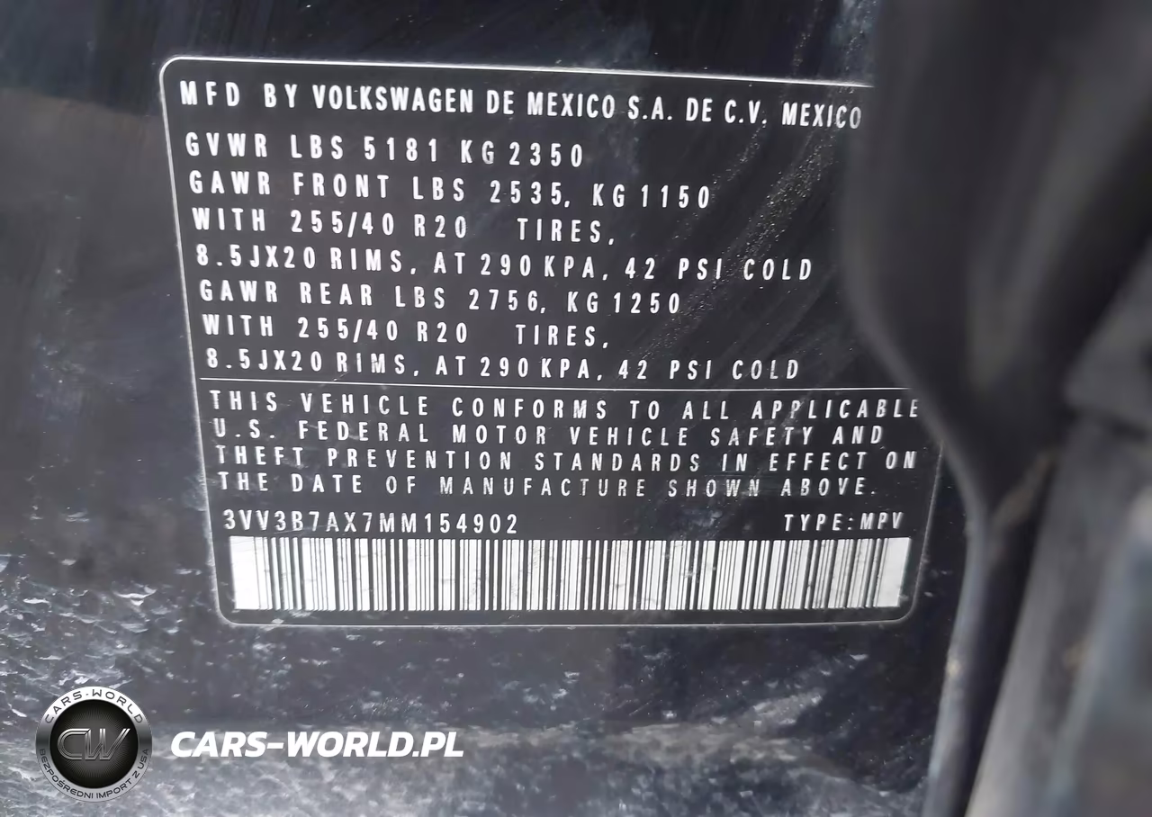 2021 Volkswagen Tiguan 2.0T Se-2.0T Se R-Line Black-2.0T Sel VIN:3VV3B7AX7MM154902 - 9