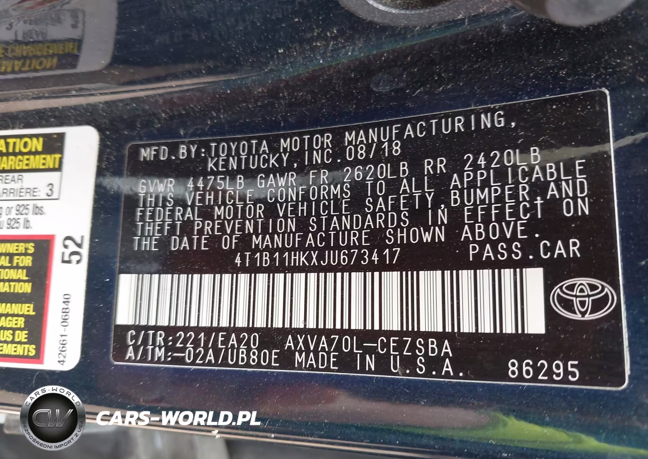 2018 Toyota Camry Se VIN:4T1B11HKXJU673417 - 9