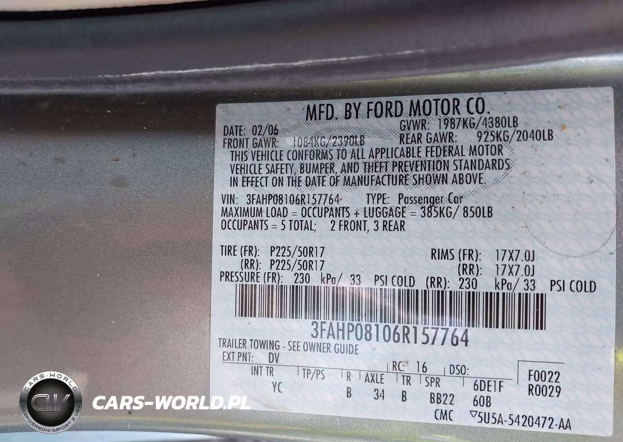2006 Ford Fusion Sel VIN:3FAHP08106R157764 - 9