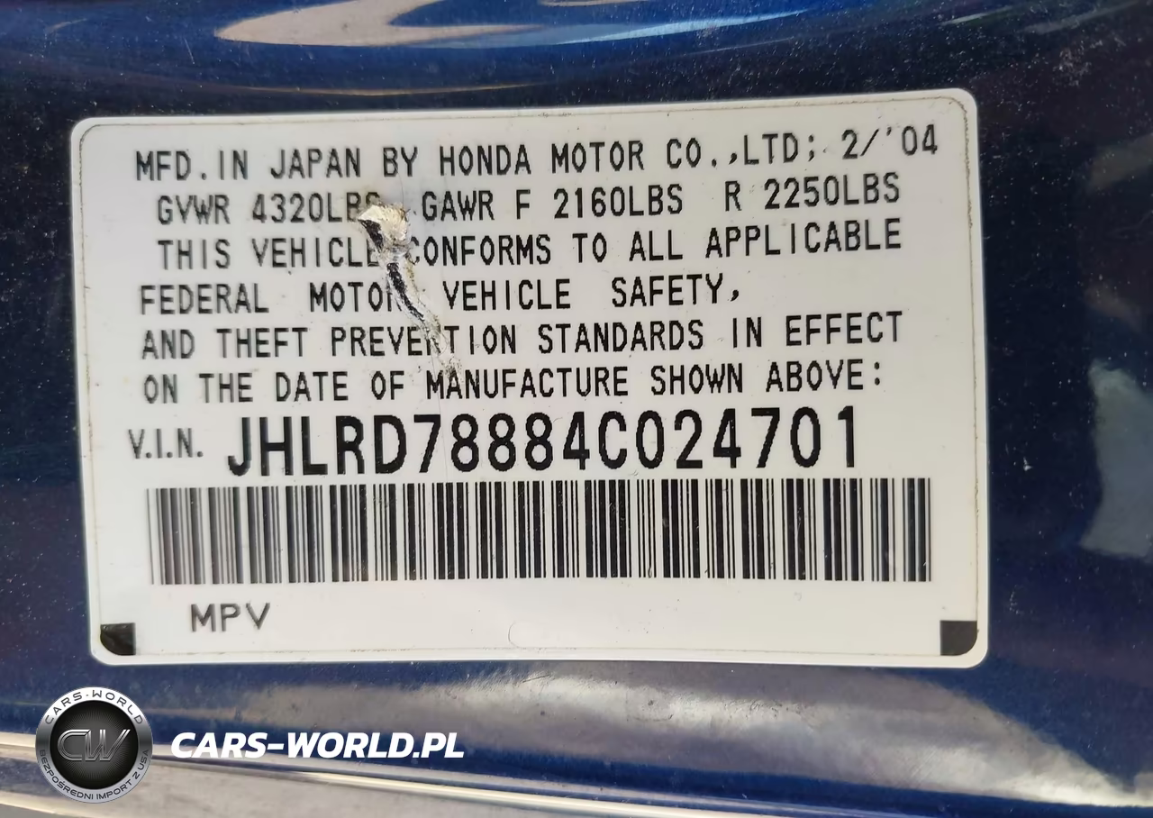 2004 Honda Cr-V Ex VIN:JHLRD78884C024701 - 9