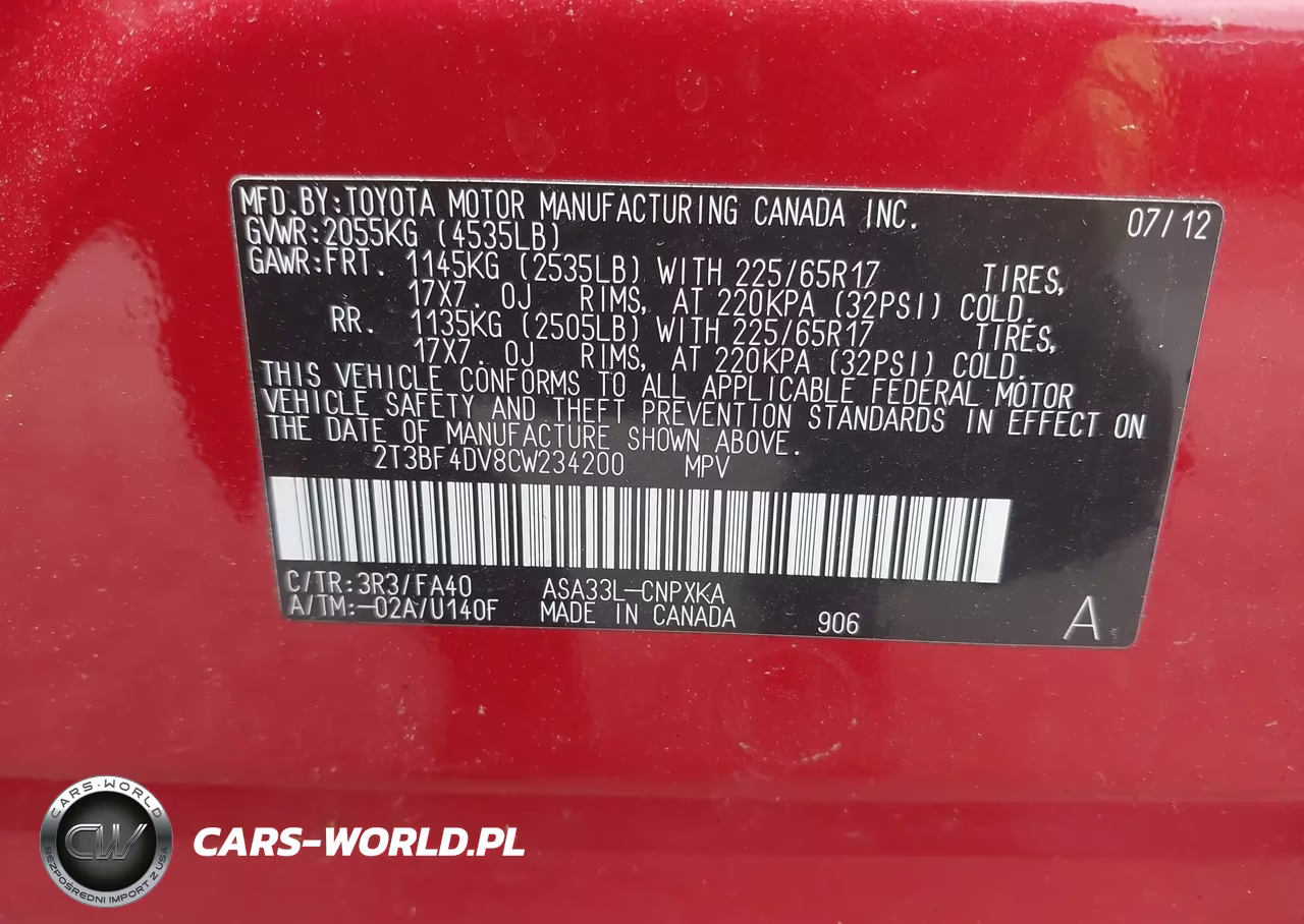 2012 Toyota Rav4 VIN:2T3BF4DV8CW234200 - 9