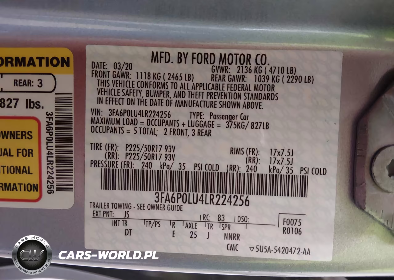 2020 Ford Fusion Hybrid Se VIN:3FA6P0LU4LR224256 - 9