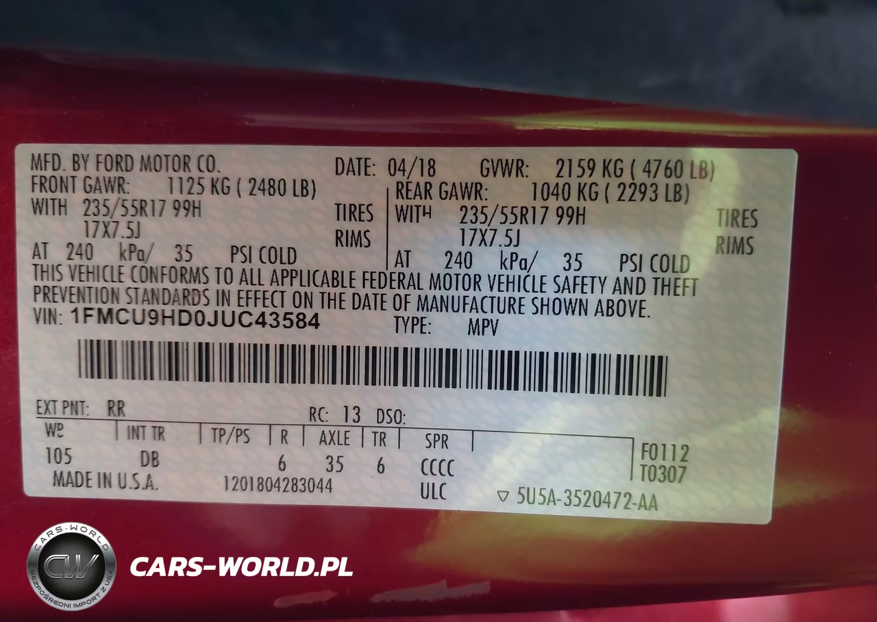 2018 Ford Escape Sel VIN:1FMCU9HD0JUC43584 - 9