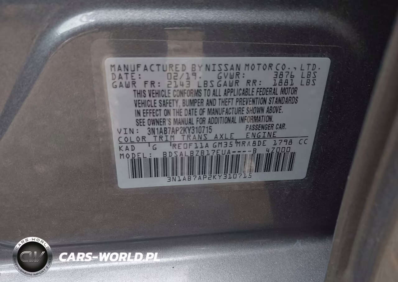 2019 Nissan Sentra S VIN:3N1AB7AP2KY310715 - 9