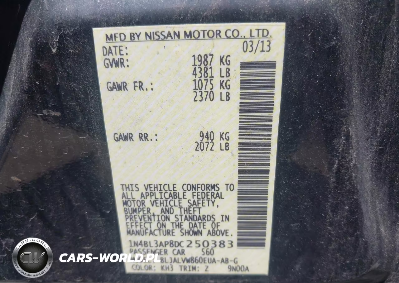 2013 Nissan Altima 3.5 Sl VIN:1N4BL3AP8DC250383 - 9