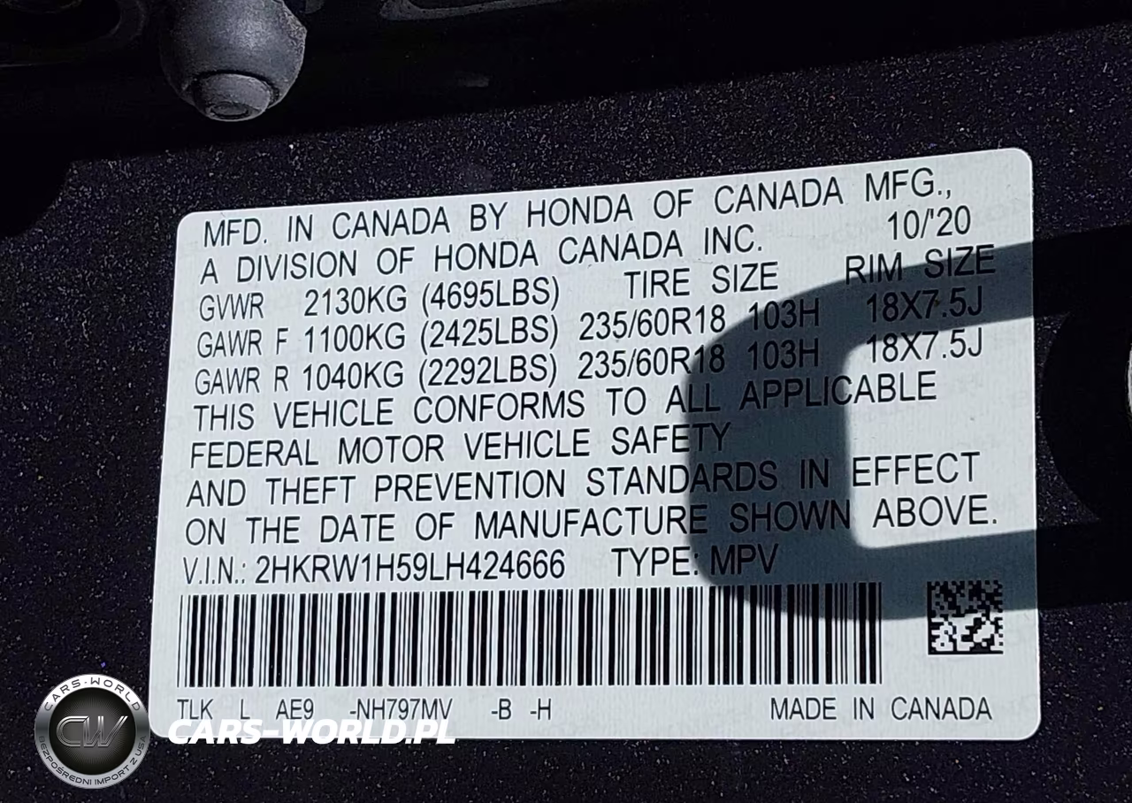2020 Honda Cr-V 2Wd Ex VIN:2HKRW1H59LH424666 - 9