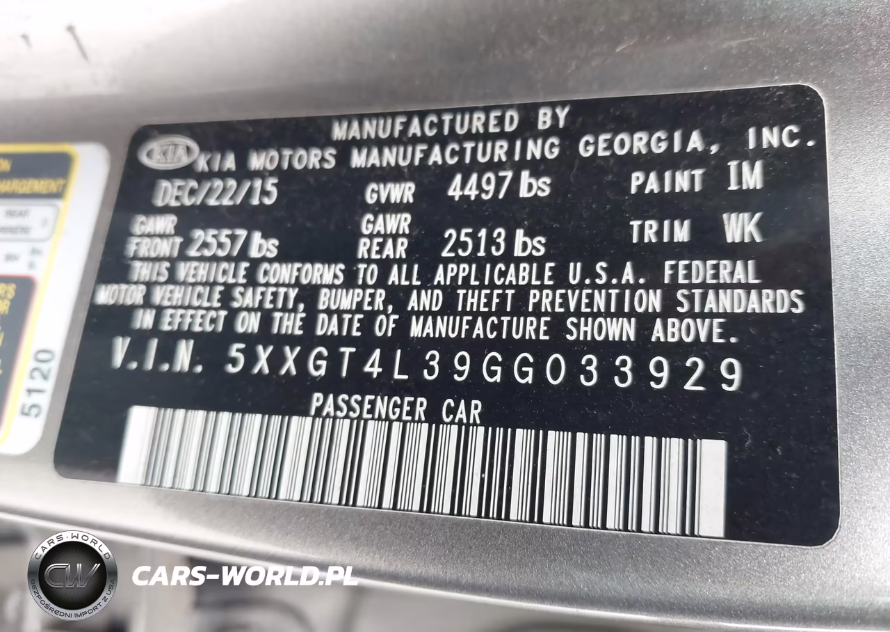 2016 Kia Optima Lx VIN:5XXGT4L39GG033929 - 9
