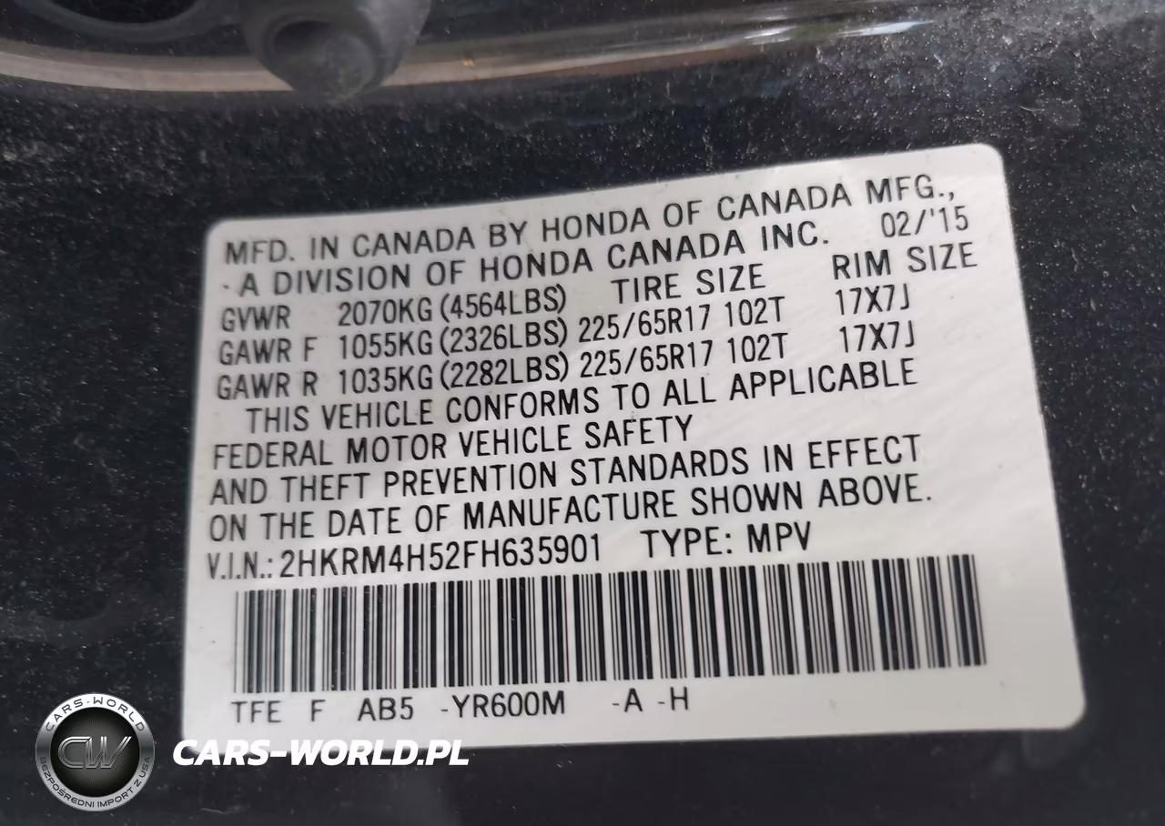 2015 Honda Cr-V Ex VIN:2HKRM4H52FH635901 - 9