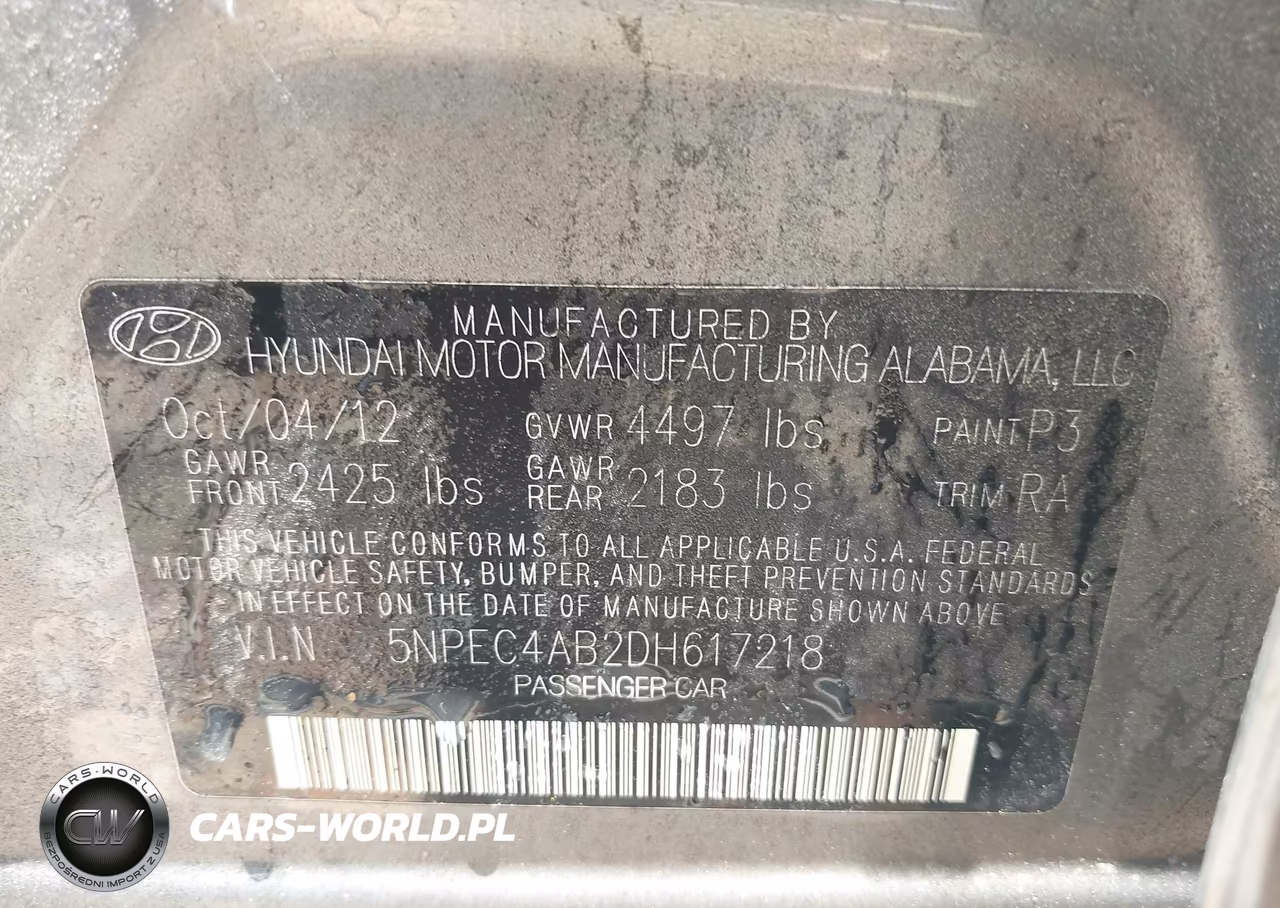 2013 Hyundai Sonata Limited 2.0T VIN:5NPEC4AB2DH617218 - 9