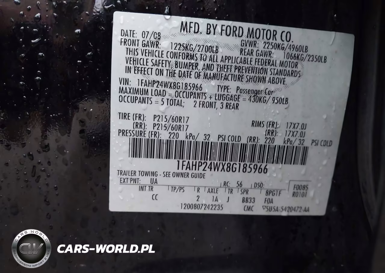 2008 Ford Taurus Sel VIN:1FAHP24WX8G185966 - 9