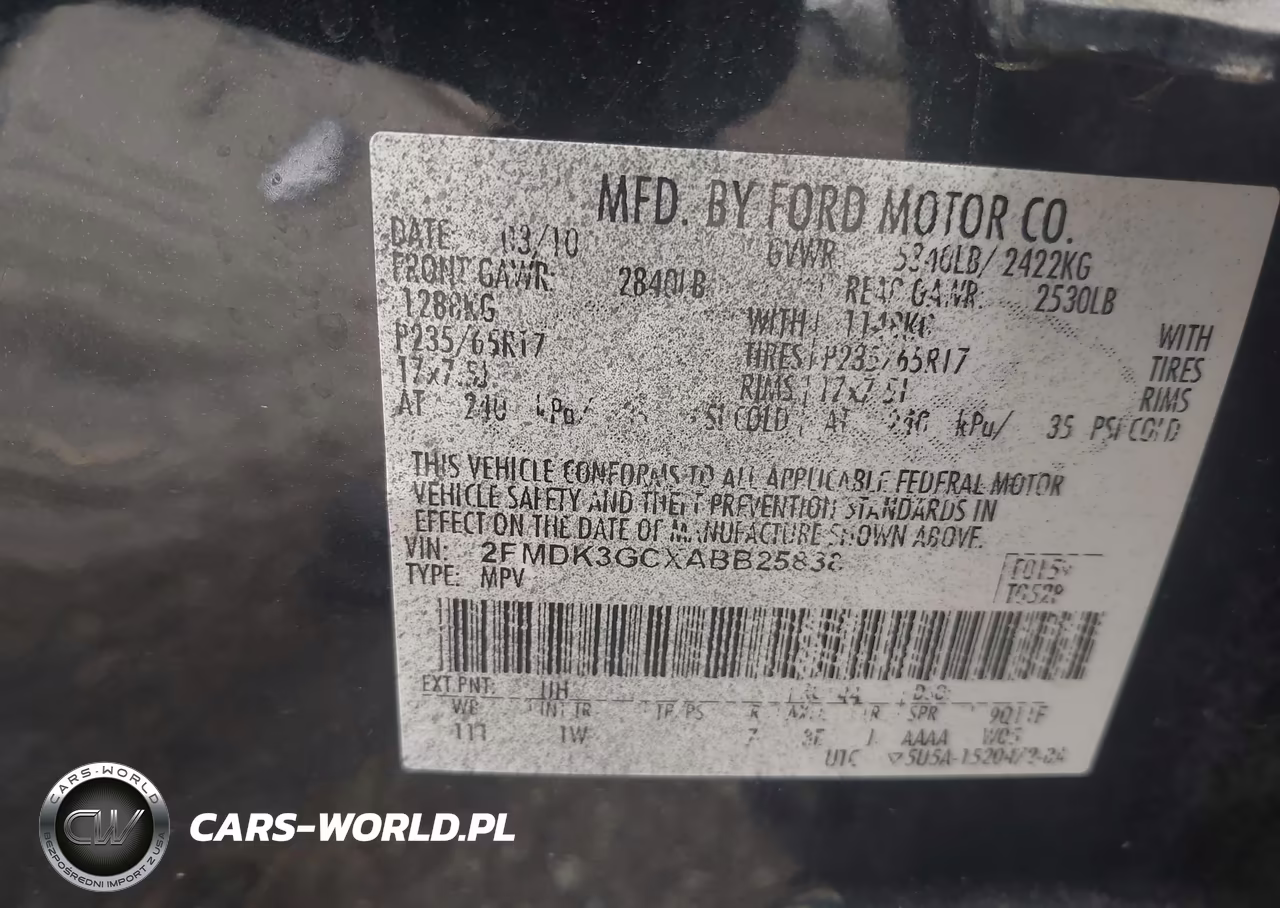 2010 Ford Edge Se VIN:2FMDK3GCXABB25838 - 9