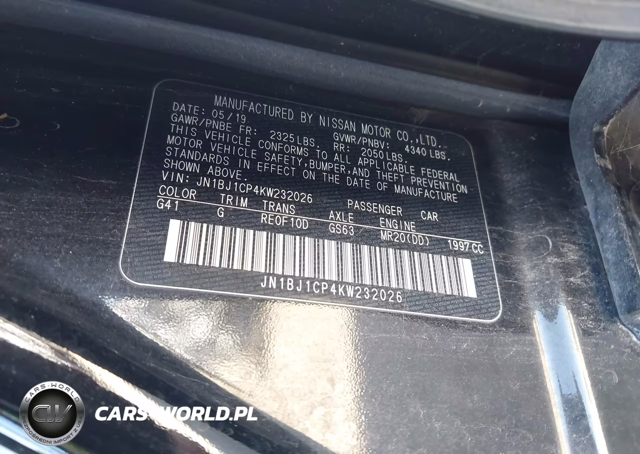 2019 Nissan Rogue Sport S VIN:JN1BJ1CP4KW232026 - 9