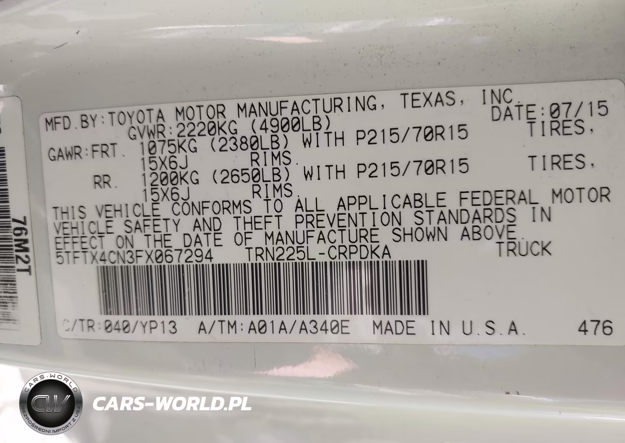 2015 Toyota Tacoma VIN:5TFTX4CN3FX067294 - 9