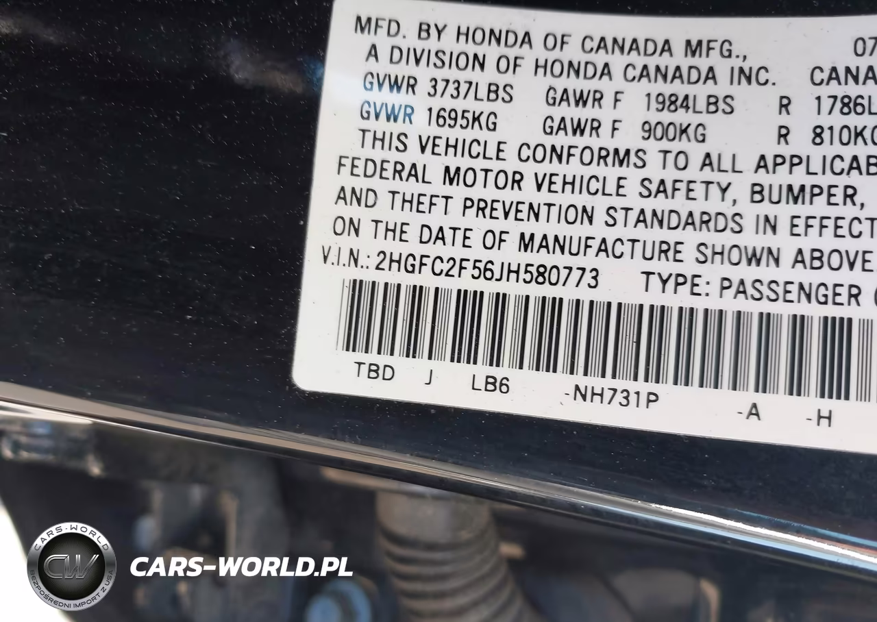 2018 Honda Civic Lx VIN:2HGFC2F56JH580773 - 9