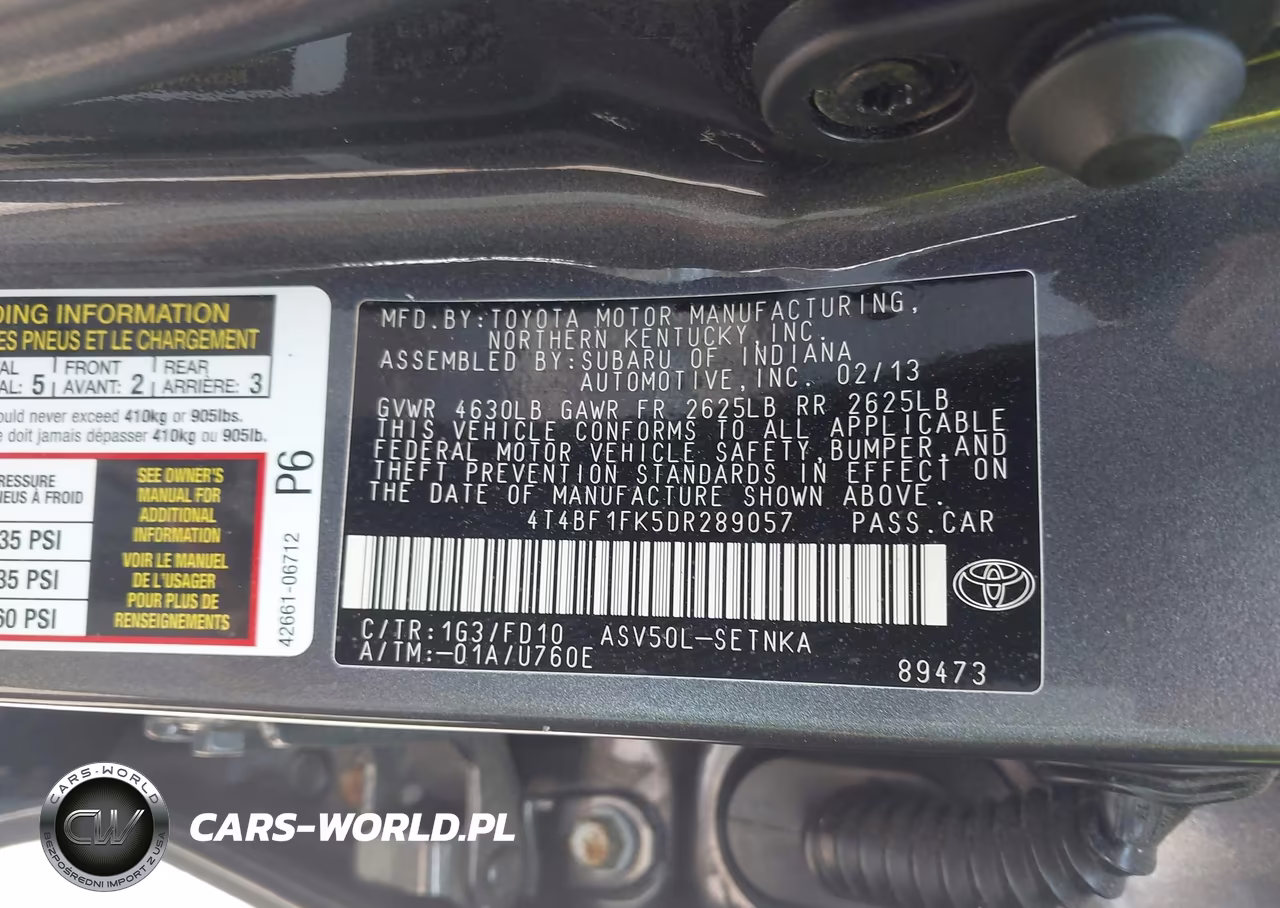 2013 Toyota Camry Le VIN:4T4BF1FK5DR289057 - 9
