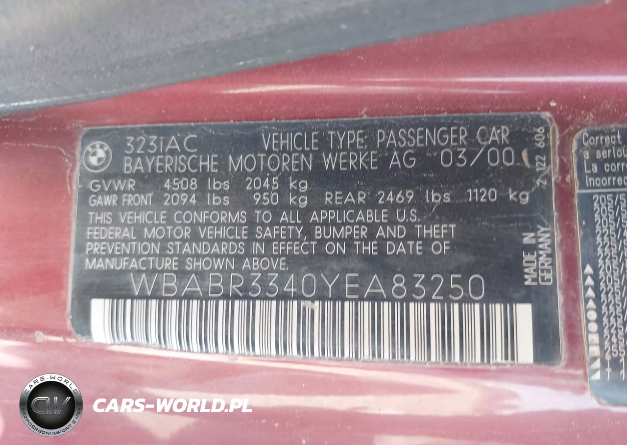2000 BMW 323Ci VIN:WBABR3340YEA83250 - 9