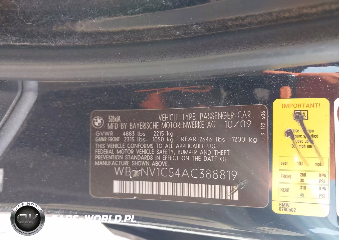 2010 BMW 528I xDrive VIN:WBANV1C54AC388819 - 9