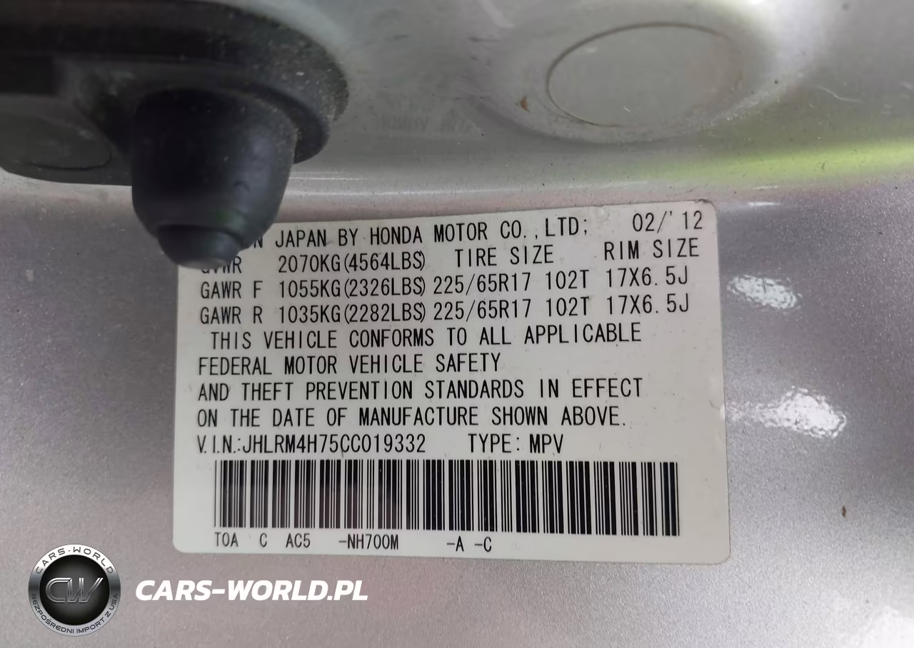 2012 Honda Cr-V Ex-L VIN:JHLRM4H75CC019332 - 9