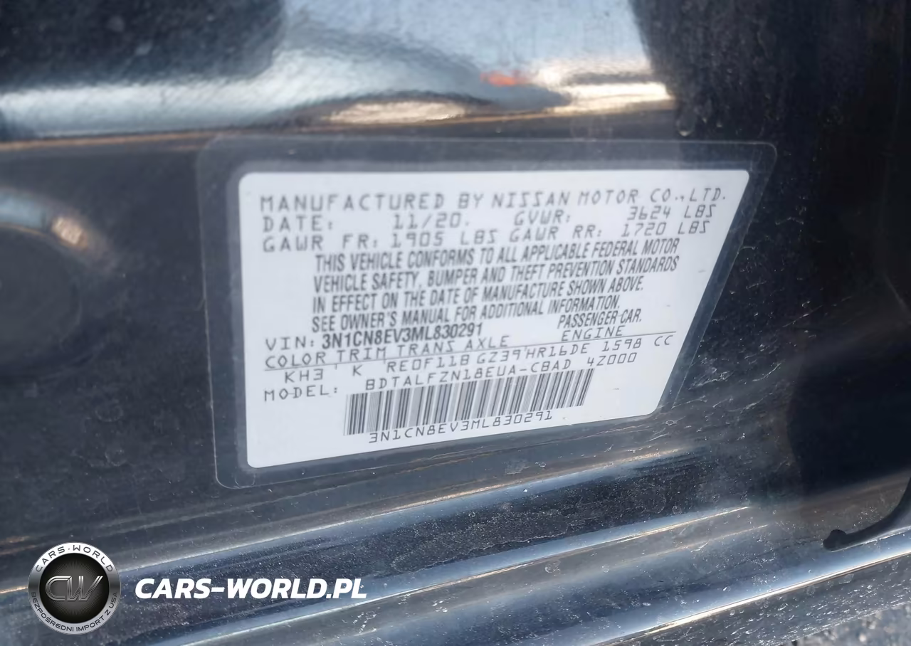 2021 Nissan Versa Sv Xtronic Cvt VIN:3N1CN8EV3ML830291 - 9