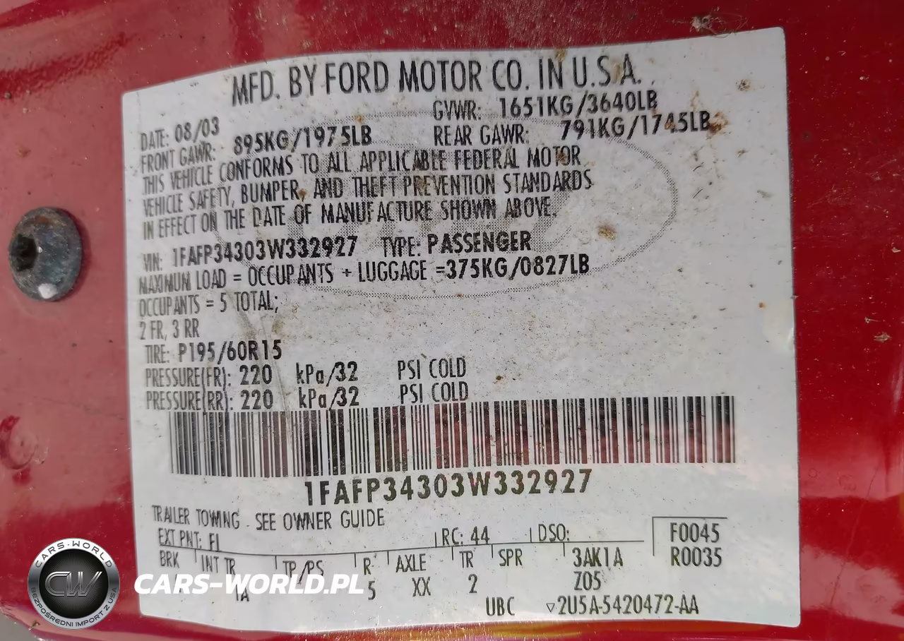 2003 Ford Focus Se VIN:1FAFP34303W332927 - 9