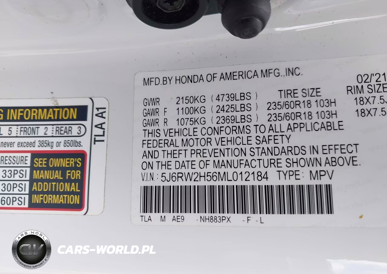 2021 Honda Cr-V Awd Ex VIN:5J6RW2H56ML012184 - 9