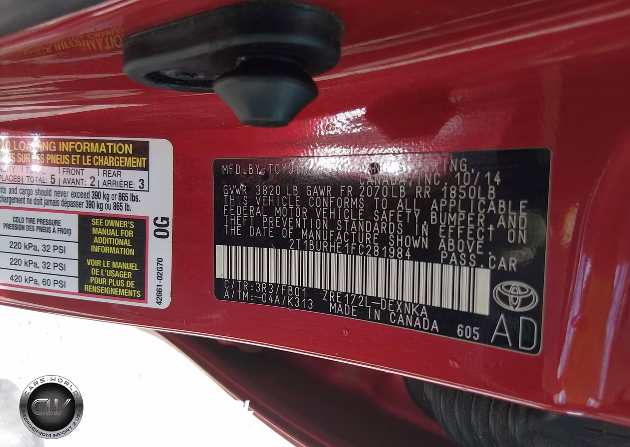 2015 Toyota Corolla Le VIN:2T1BURHE1FC281984 - 9