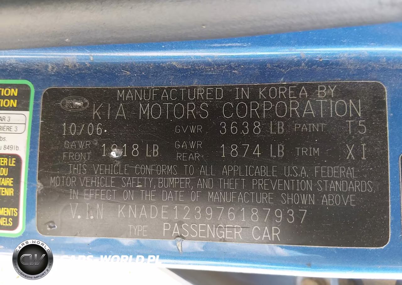 2007 Kia Rio Lx VIN:KNADE123976187937 - 9