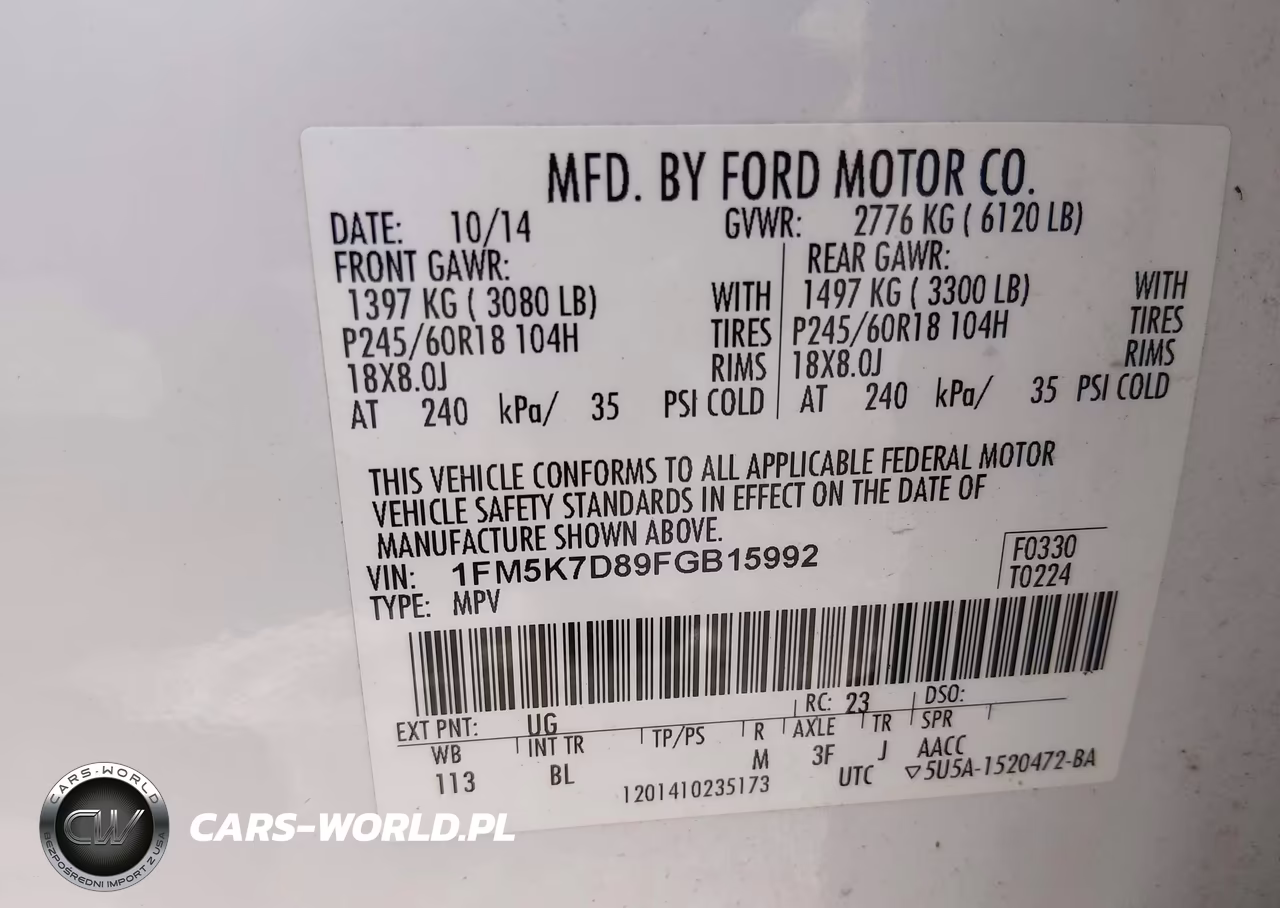 2015 Ford Explorer Xlt VIN:1FM5K7D89FGB15992 - 9
