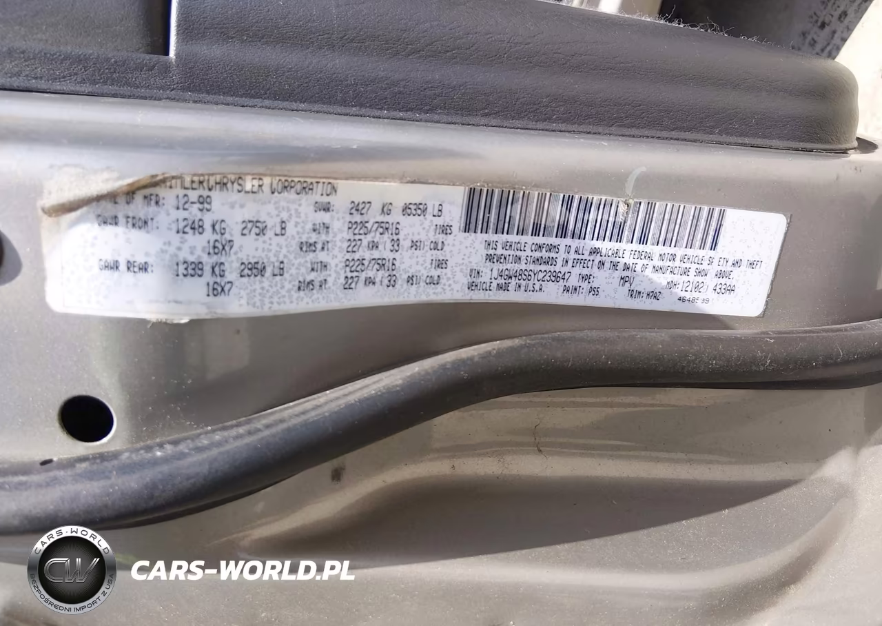 2000 Jeep Grand Cherokee Laredo VIN:1J4GW48S6YC239647 - 9