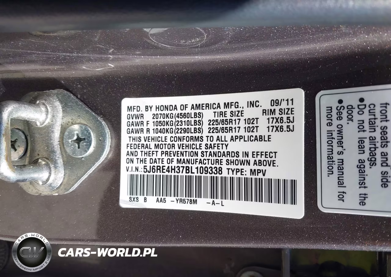2011 Honda Cr-V Lx VIN:5J6RE4H37BL109338 - 9