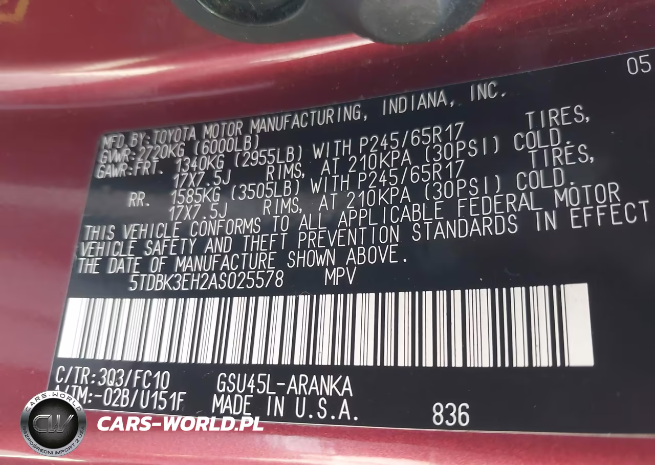 2010 Toyota Highlander Base V6 VIN:5TDBK3EH2AS025578 - 9