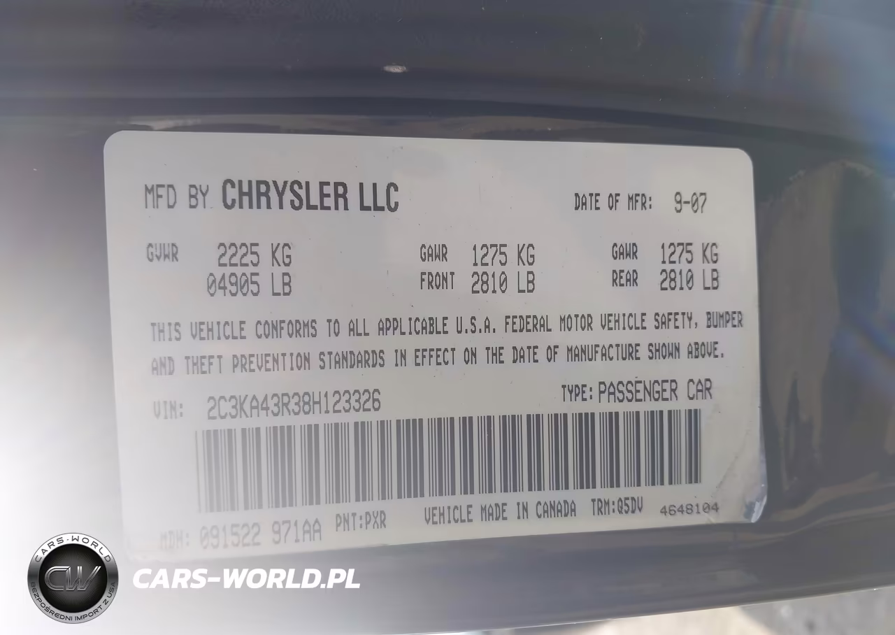 2008 Chrysler 300 Lx VIN:2C3KA43R38H123326 - 9