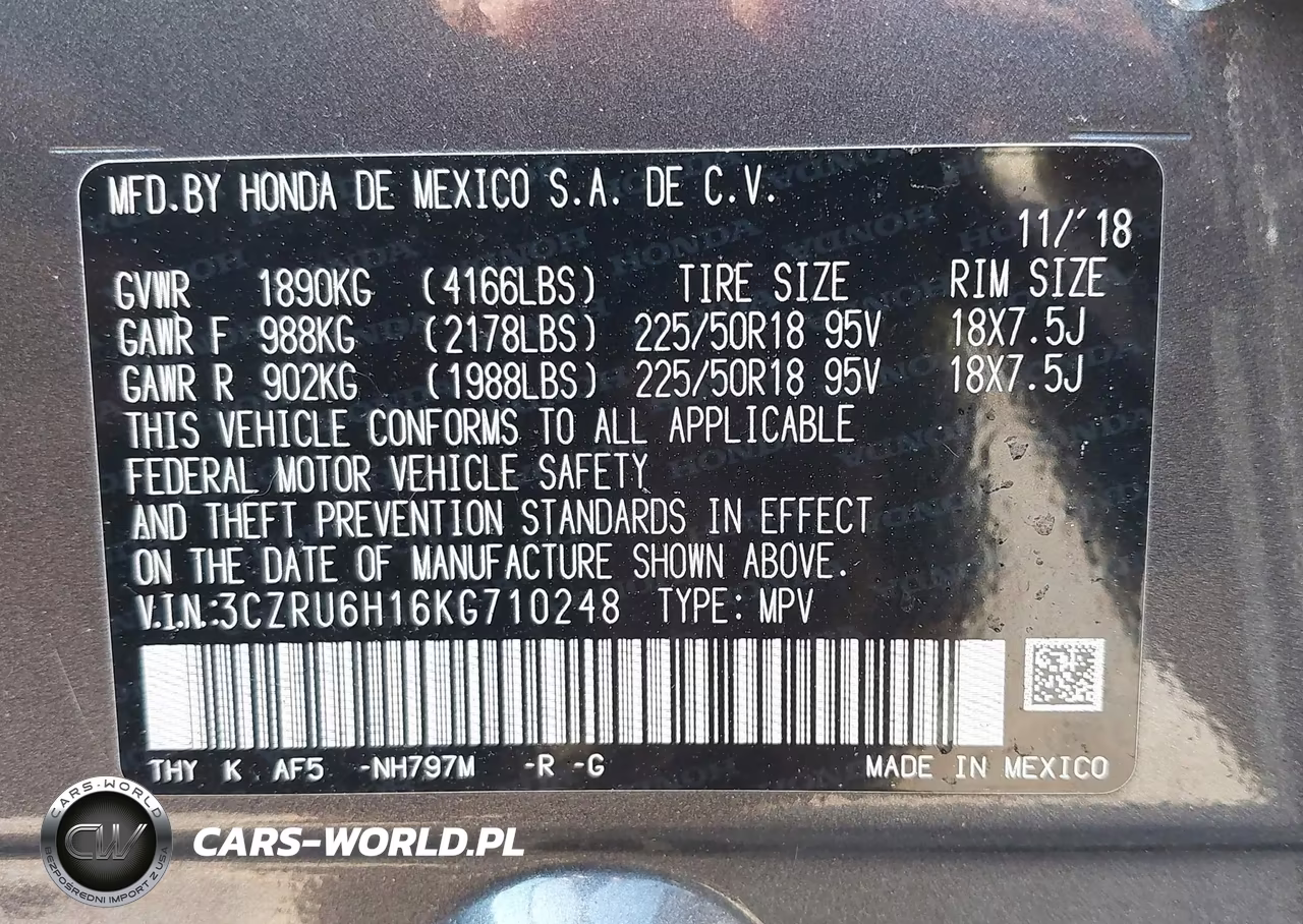 2019 Honda Hr-V Sport VIN:3CZRU6H16KG710248 - 9