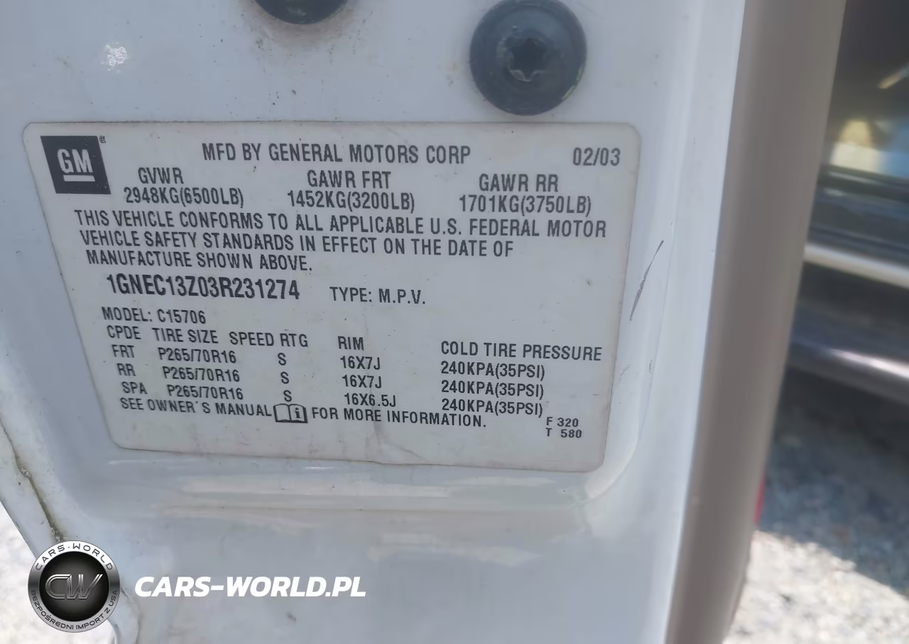 2003 Chevrolet Tahoe Lt VIN:1GNEC13Z03R231274 - 9