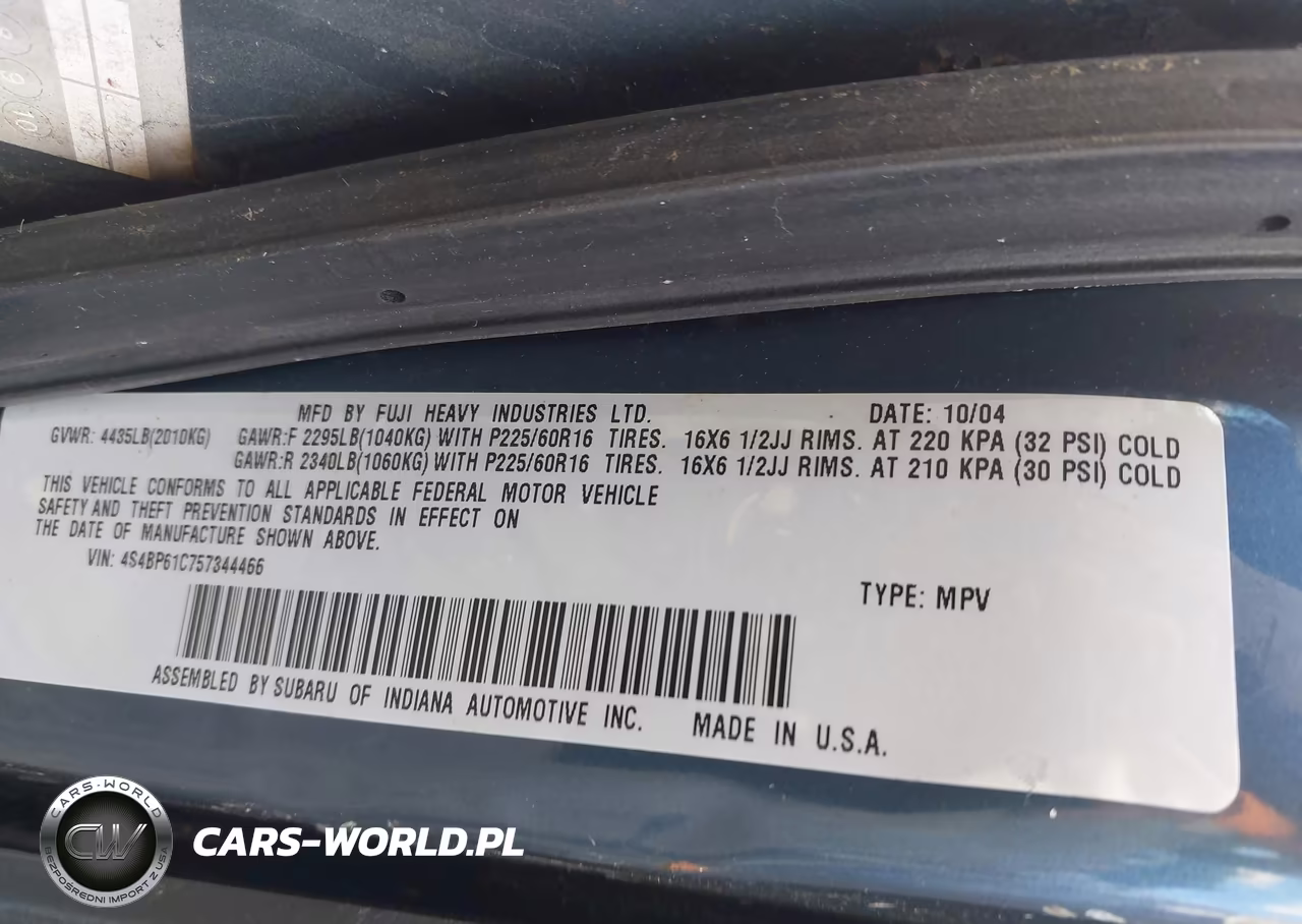 2005 Subaru Outback 2.5I VIN:4S4BP61C757344466 - 9