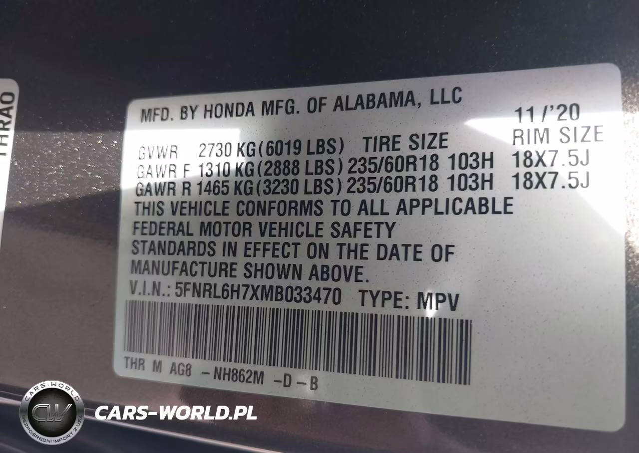 2021 Honda Odyssey Ex-L VIN:5FNRL6H7XMB033470 - 9