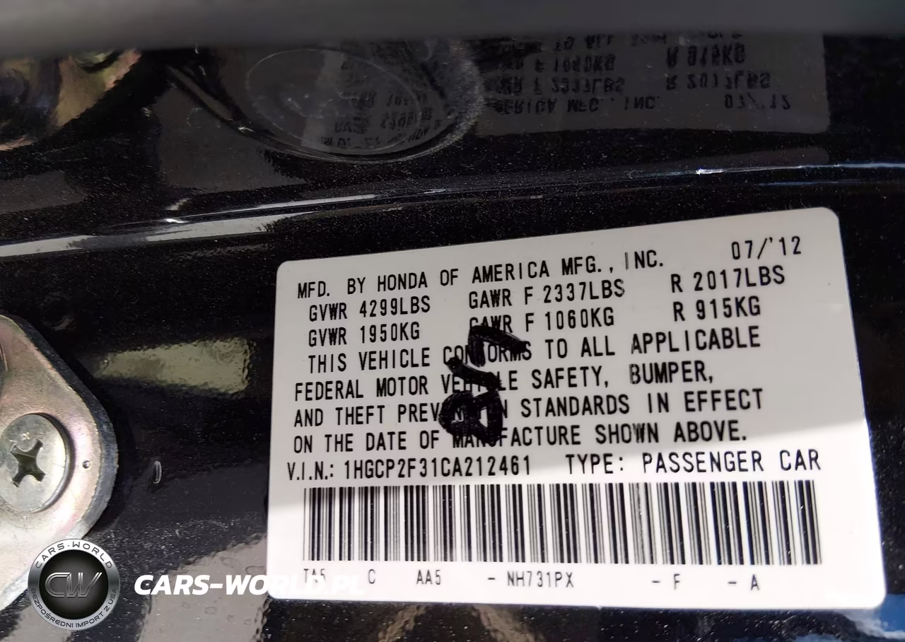 2012 Honda Accord 2.4 Lx VIN:1HGCP2F31CA212461 - 9