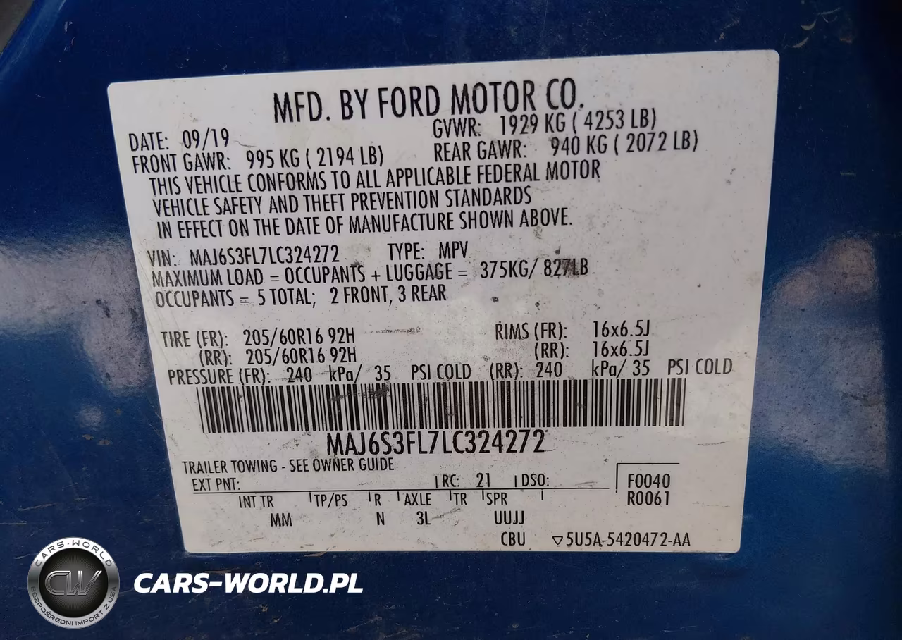 2020 Ford Ecosport S VIN:MAJ6S3FL7LC324272 - 9